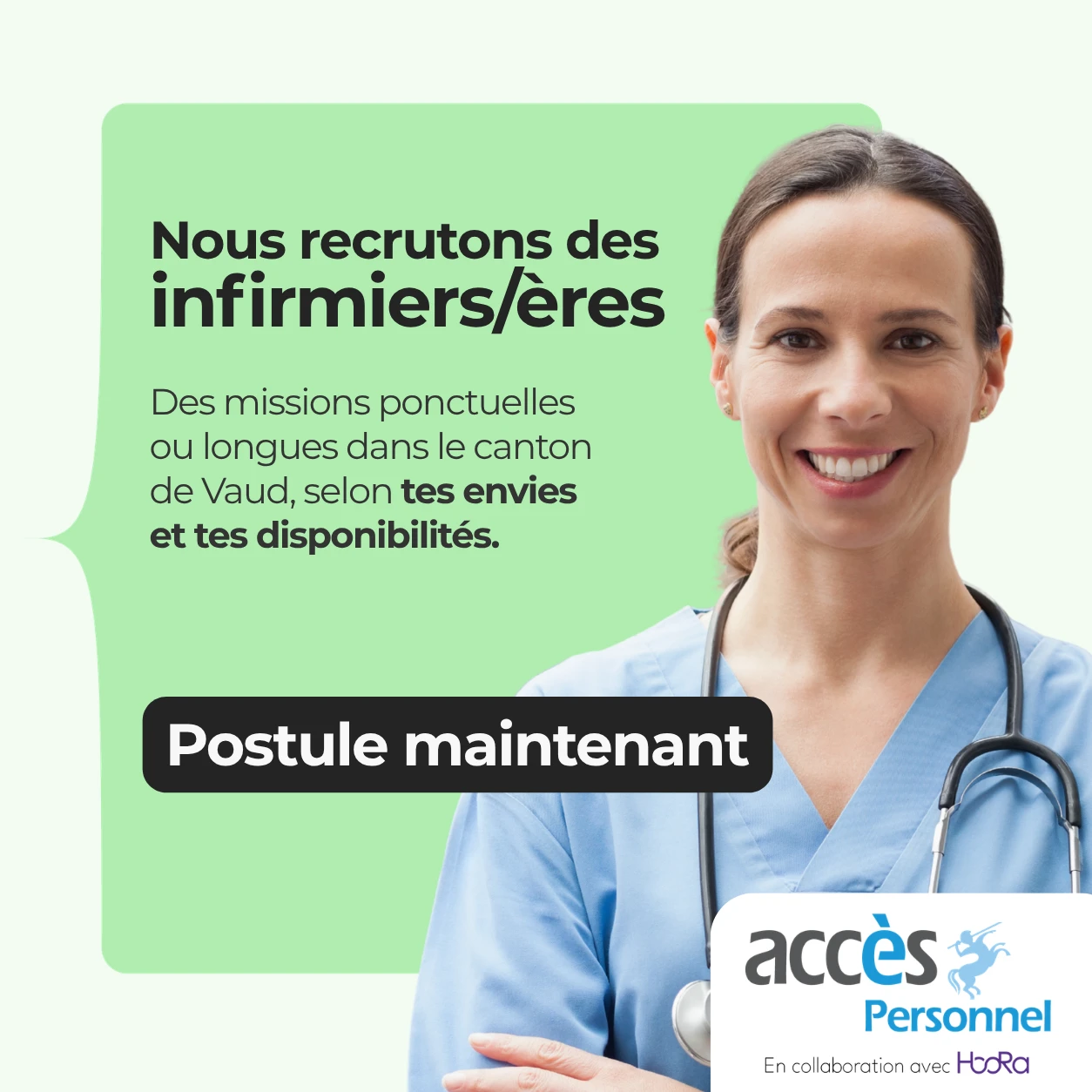 Accès Personnel visual recruiting nurses in the canton of Vaud