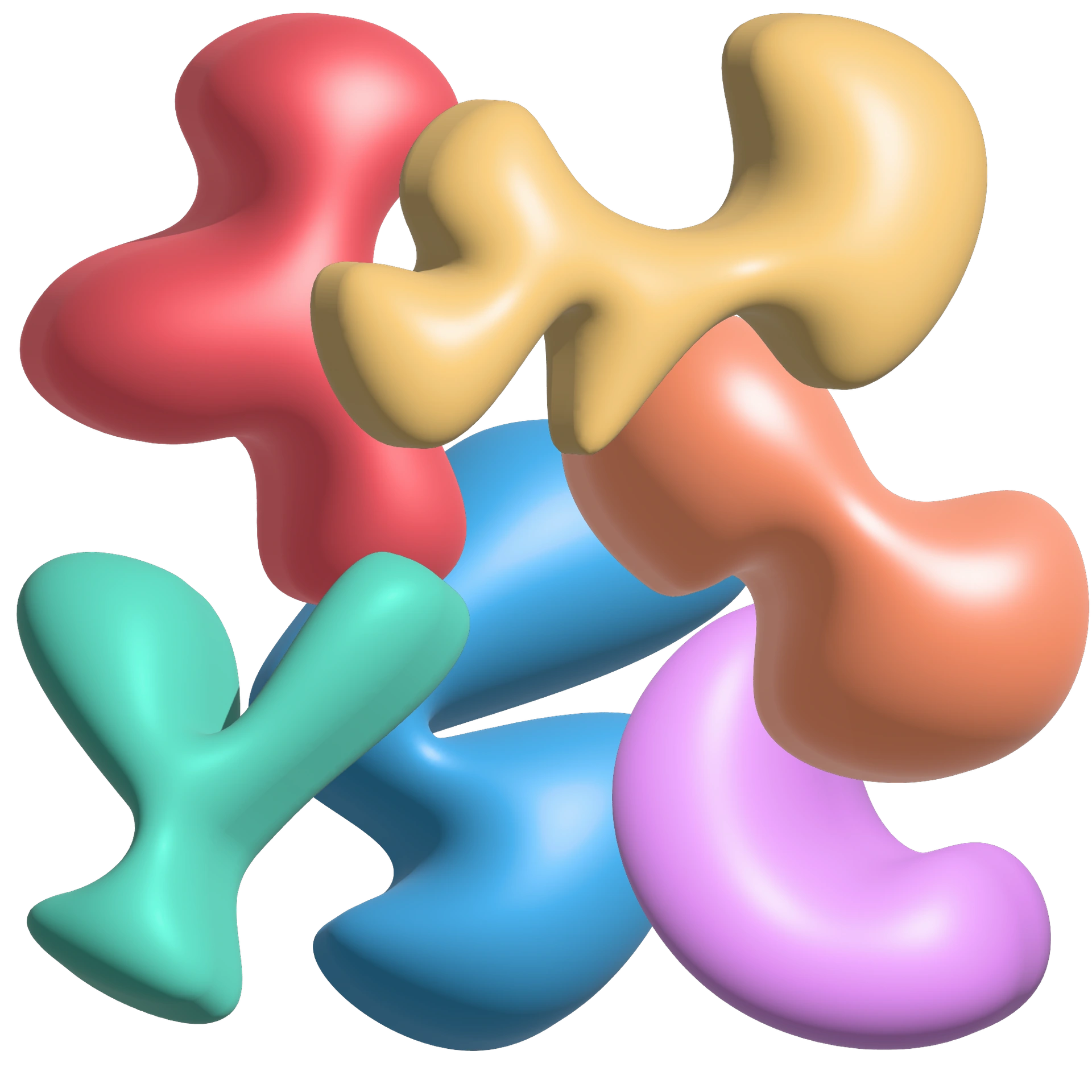 Composition de formes arrondies multicolores en volume