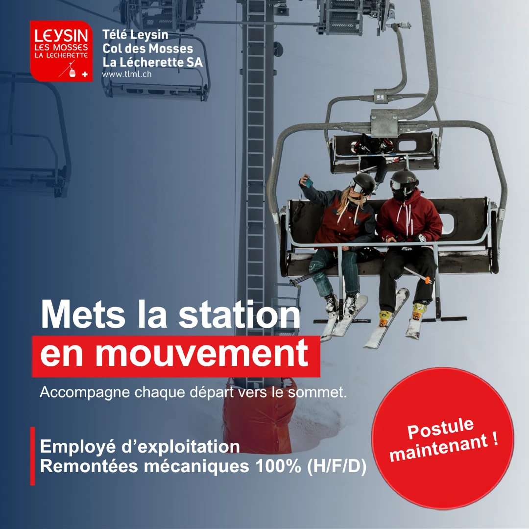 Visuel TéléLeysin pour le recrutement aux remontées mécaniques
