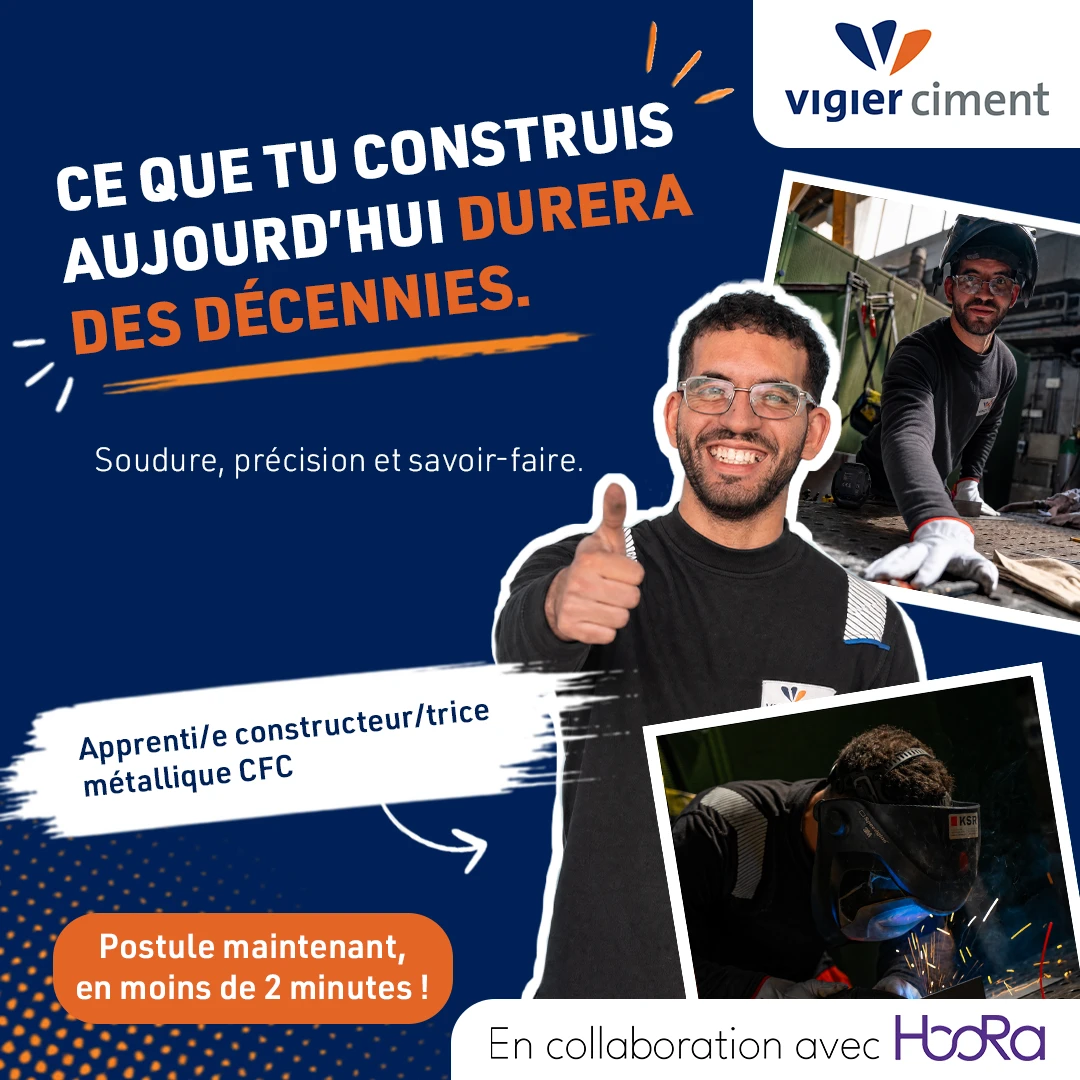 Visuel Vigier Ciment en français pour l’apprentissage de constructeur ou constructrice métallique