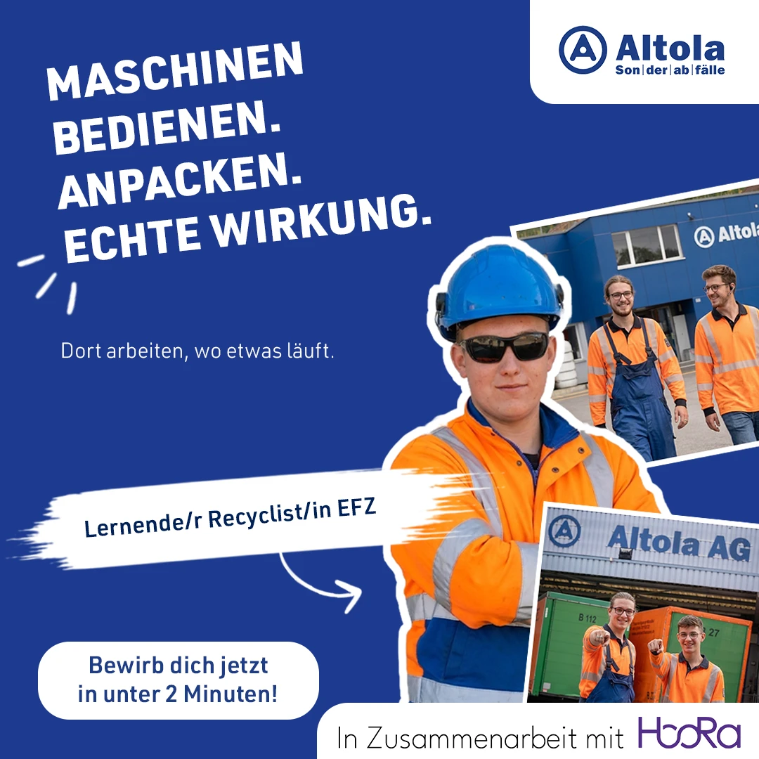Visuel Altola en allemand sur les machines et le métier de recycliste