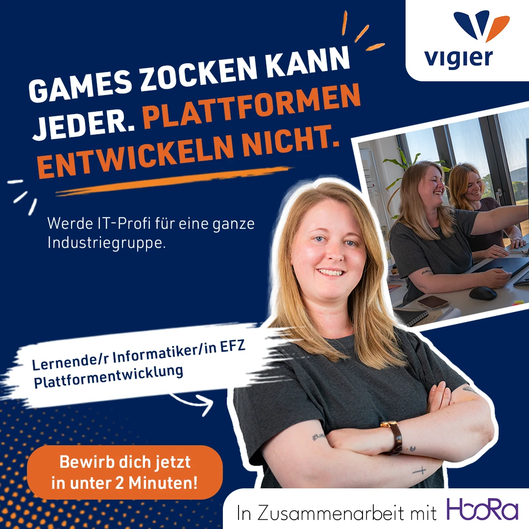 Visuel Vigier en allemand pour l’apprentissage en informatique, avec une apprentie