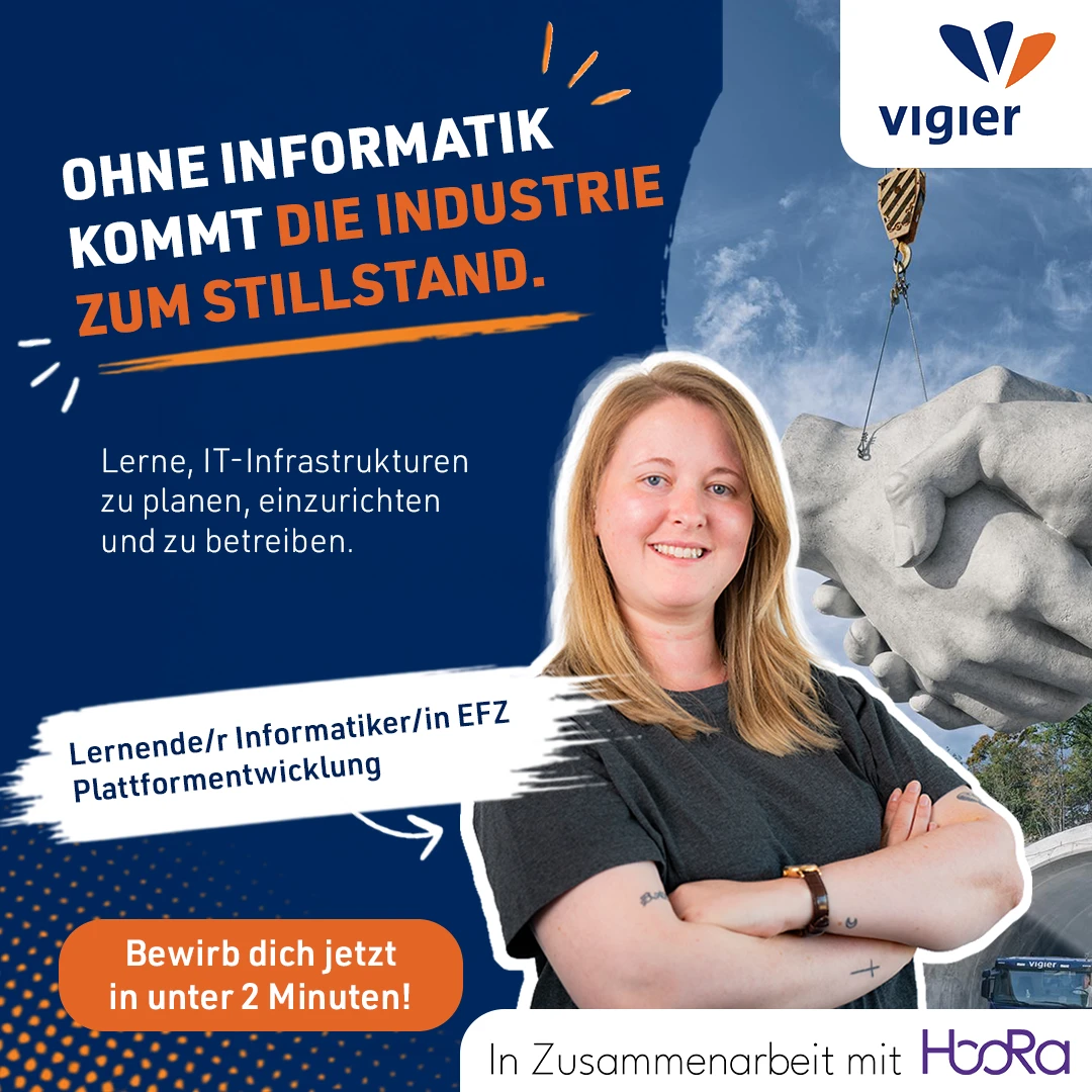 Visuel Vigier en allemand reliant informatique et industrie