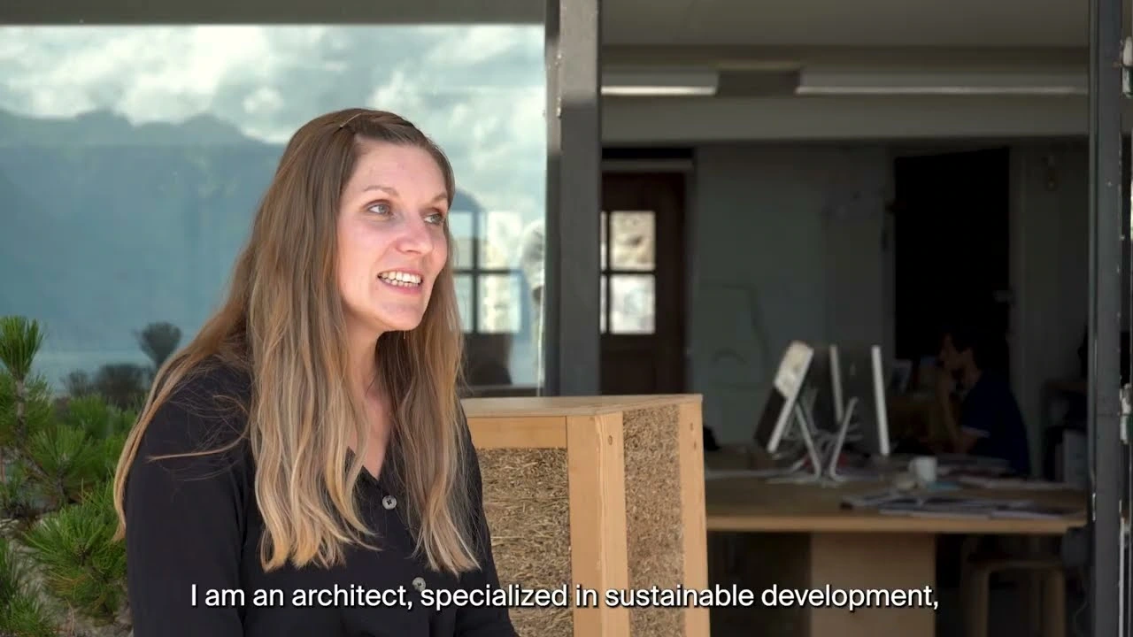 Jessica Ruffieux being interviewed in a workspace