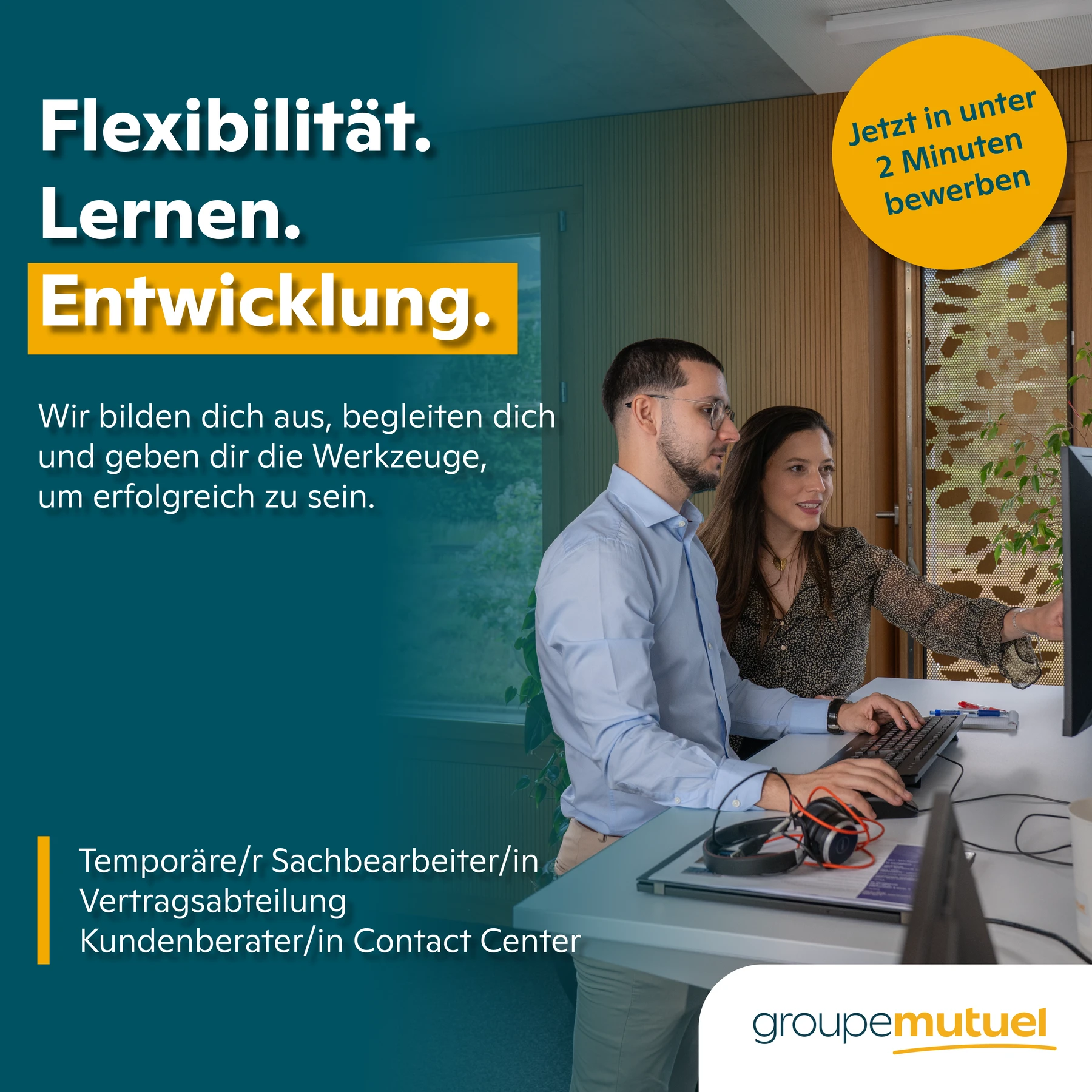 Visuel Groupe Mutuel sur la flexibilité, l’apprentissage et le développement